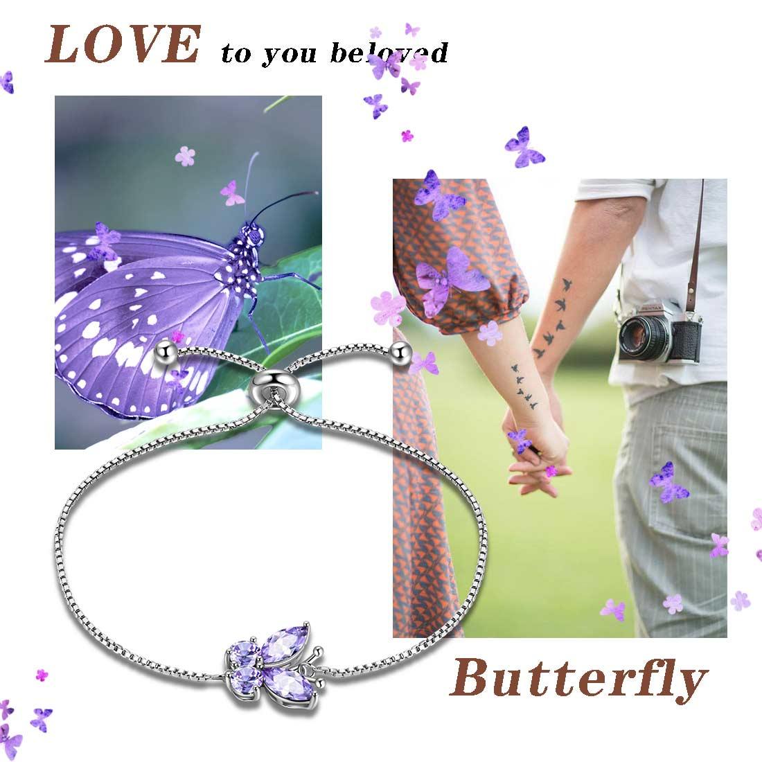 Butterfly Bracelet Birthstone June Alexandrite Link - Bracelet - Aurora Tears