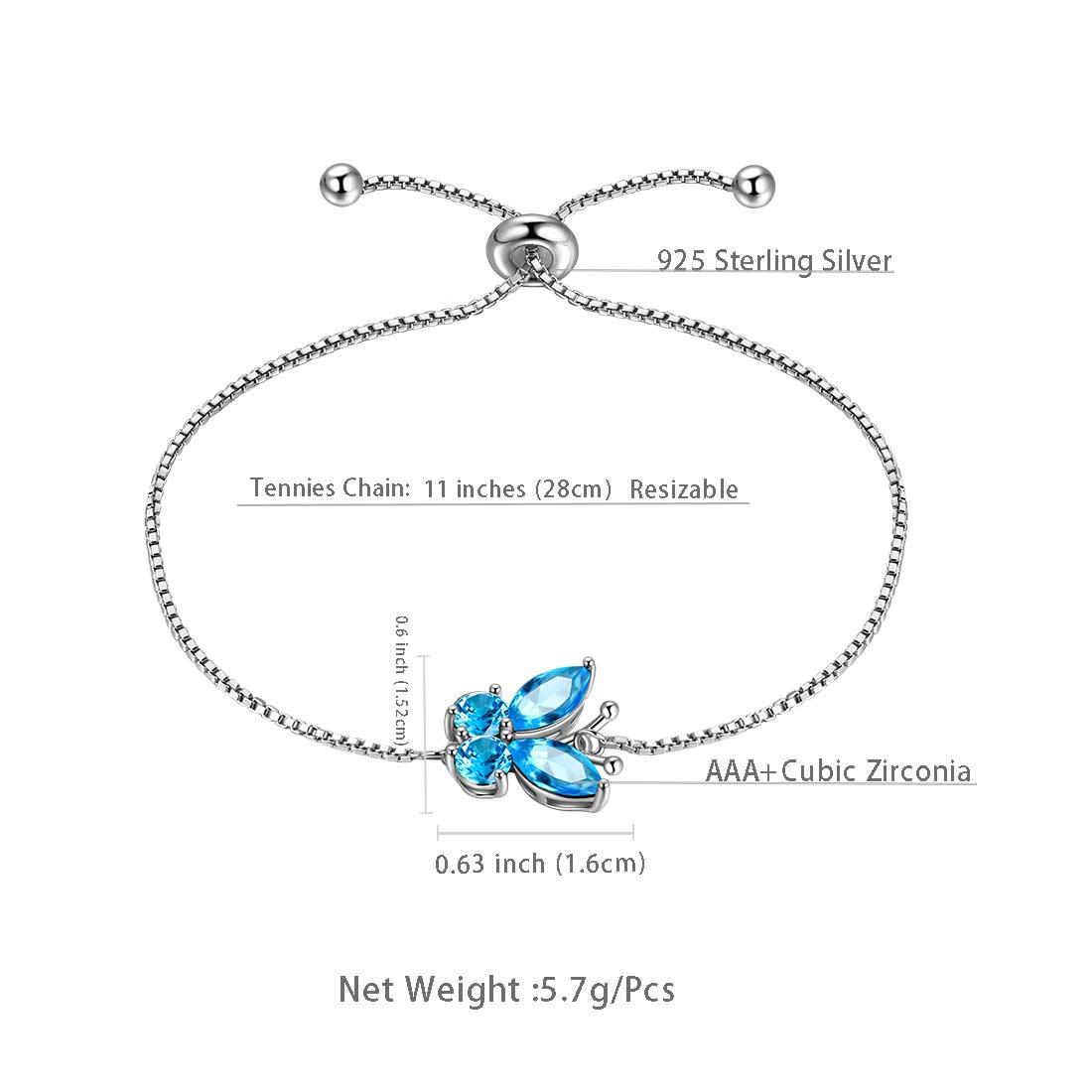 Butterfly Bracelet Birthstone March Aquamarine Link - Bracelet - Aurora Tears