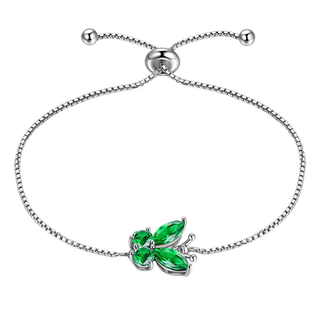 Butterfly Bracelet Birthstone May Emerald Link - Bracelet - Aurora Tears