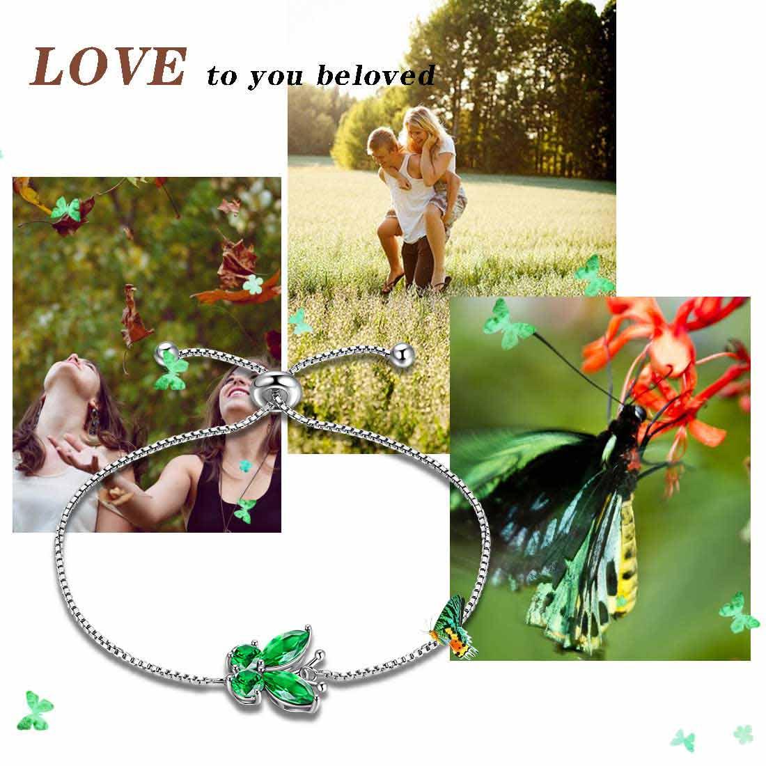 Butterfly Bracelet Birthstone May Emerald Link - Bracelet - Aurora Tears