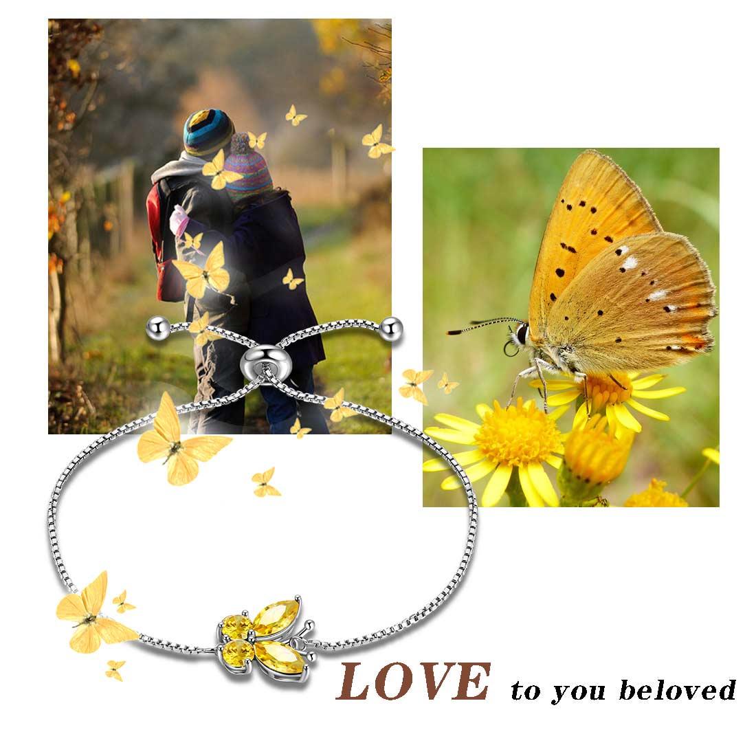 Butterfly Bracelet Birthstone November Citrine Link - Bracelet - Aurora Tears