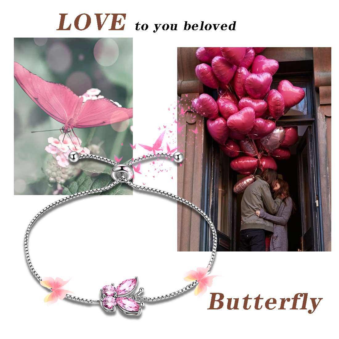 Butterfly Bracelet Birthstone October Tourmaline Link - Bracelet - Aurora Tears