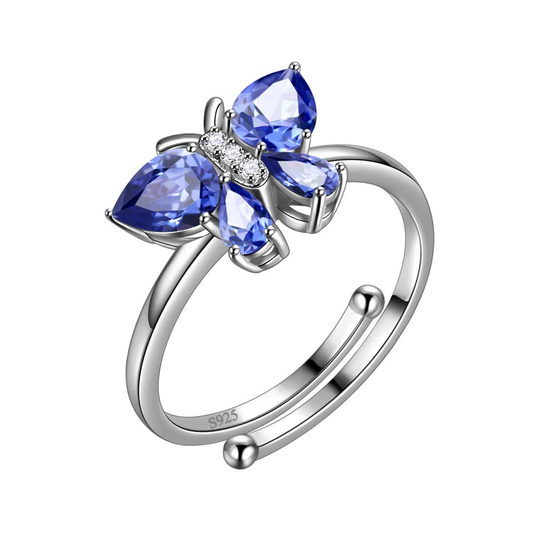 Butterfly Ring Band Birthstone December Tanzanite Adjustable - Rings - Aurora Tears