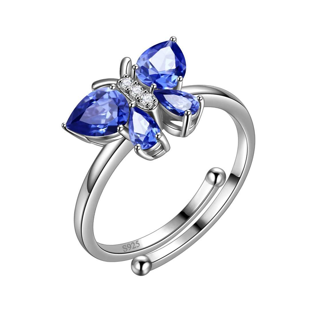 Butterfly Ring Band Birthstone September Sapphire Adjustable - Rings - Aurora Tears