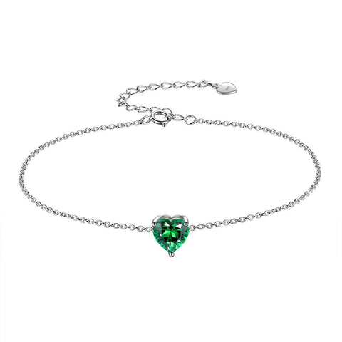 Women Birthstone Hearts Bracelets Sterling Silver - Bracelet - Aurora Tears Jewelry
