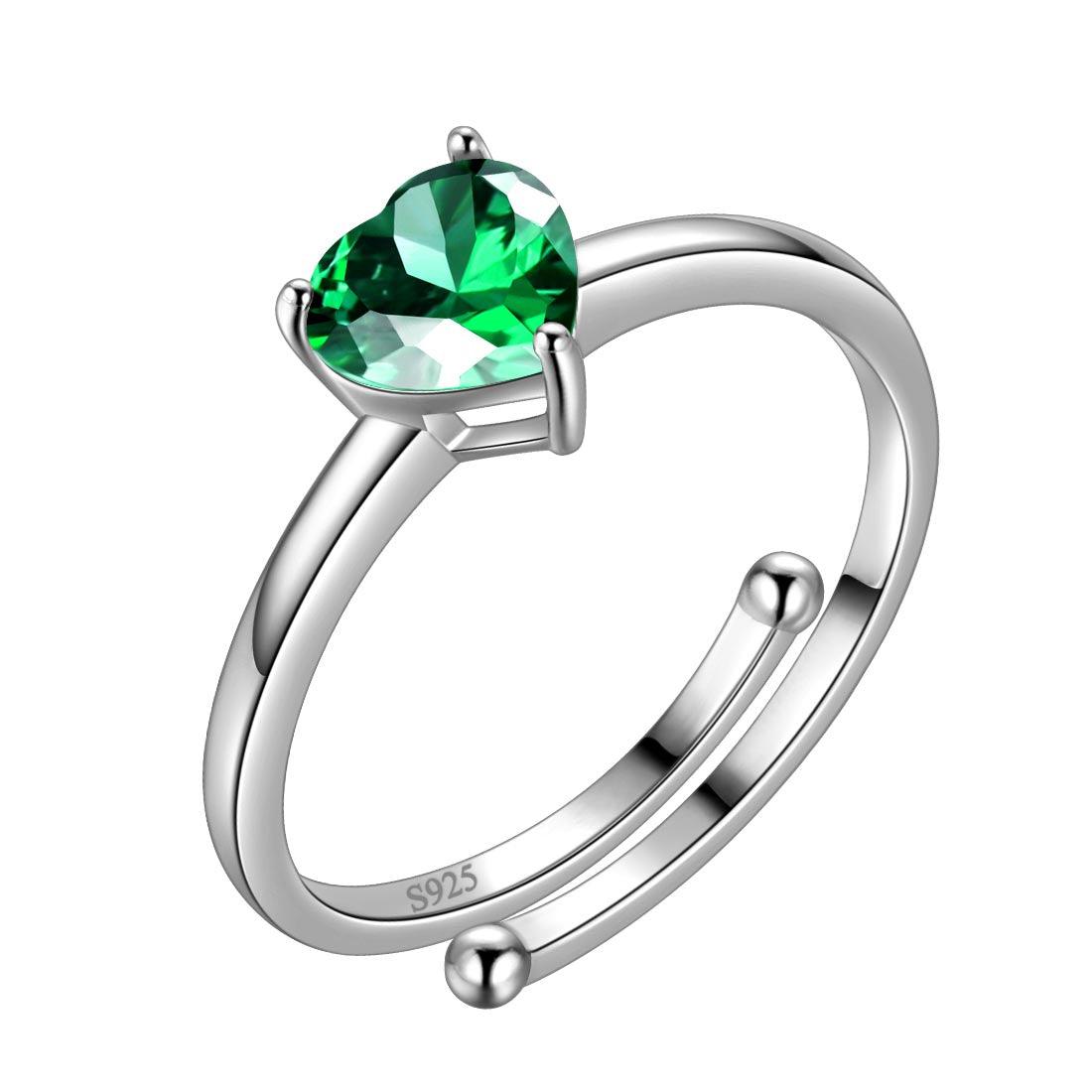 Buy Green Emerald Adjustable Silver Ring Online – The Jewelbox