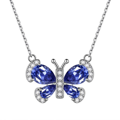 Butterfly Necklace Birthstone December Tanzanite Pendant - Necklaces - Aurora Tears