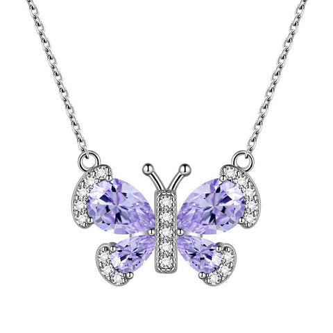 Butterfly Necklace Birthstone June Alexandrite Pendant - Necklaces - Aurora Tears