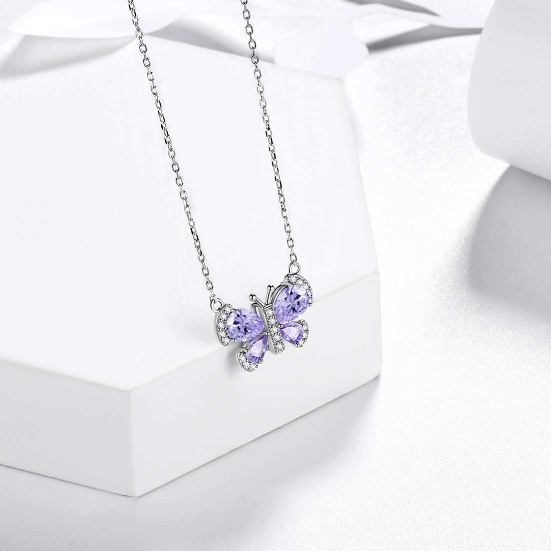 Butterfly Necklace Birthstone June Alexandrite Pendant - Necklaces - Aurora Tears