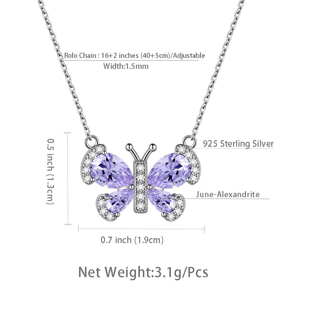 Butterfly Necklace Birthstone June Alexandrite Pendant - Necklaces - Aurora Tears