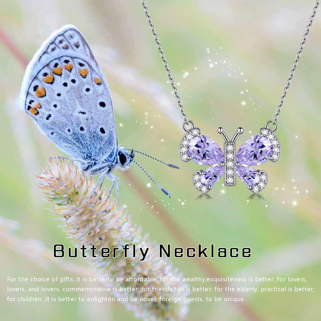 Butterfly Necklace Birthstone June Alexandrite Pendant - Necklaces - Aurora Tears