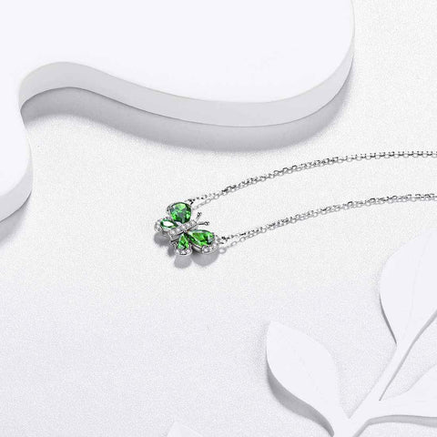 Butterfly Necklace Birthstone May Emerald Pendant - Necklaces - Aurora Tears