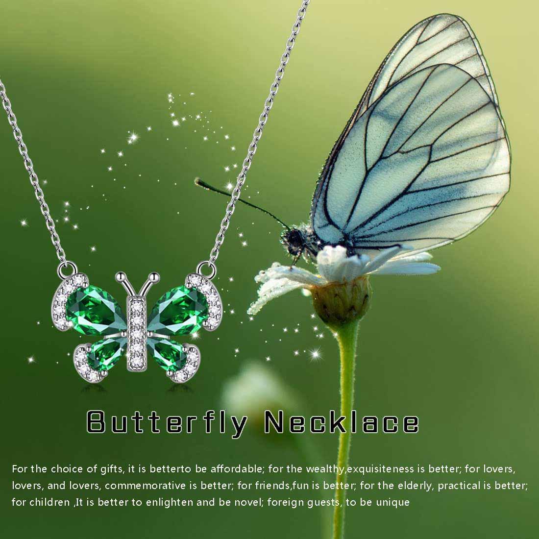 Beautiful Blue & green Butterfly Pendant Necklace With Chain For Women And  Girls combo of 2 jewellery set