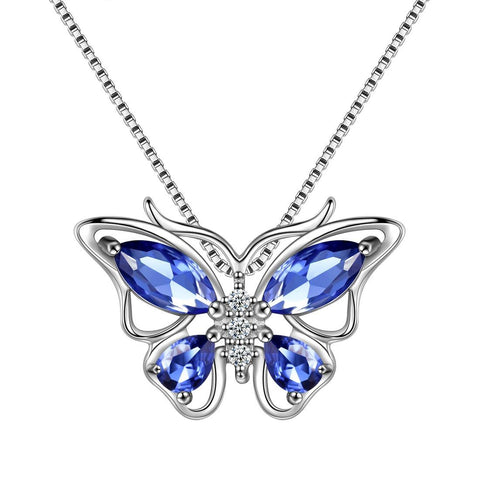 Butterfly Pendant Necklace Birthstone December Tanzanite - Necklaces - Aurora Tears