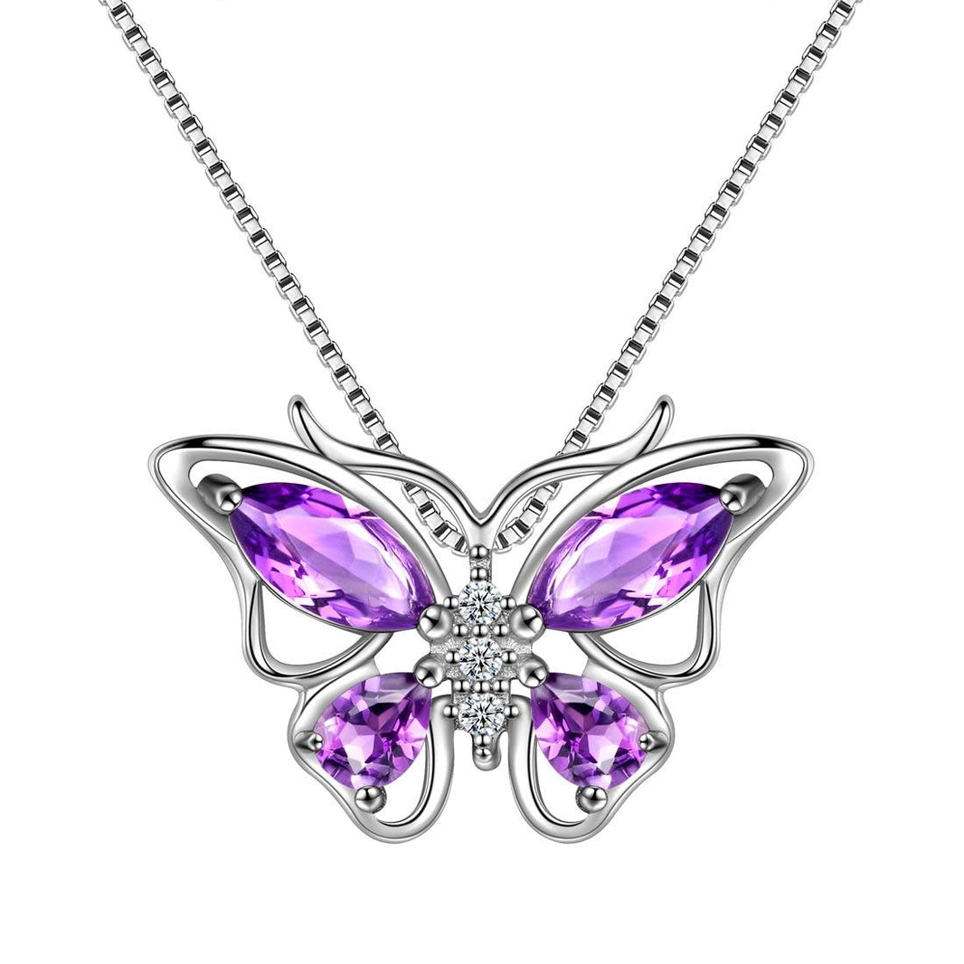 【BLACKPURPLE】BlackPurple 5P Silver Gray Butterfly Necklace BLACKPURPLE (ブラックパープル) BLACKPURPLE SILVERGREY