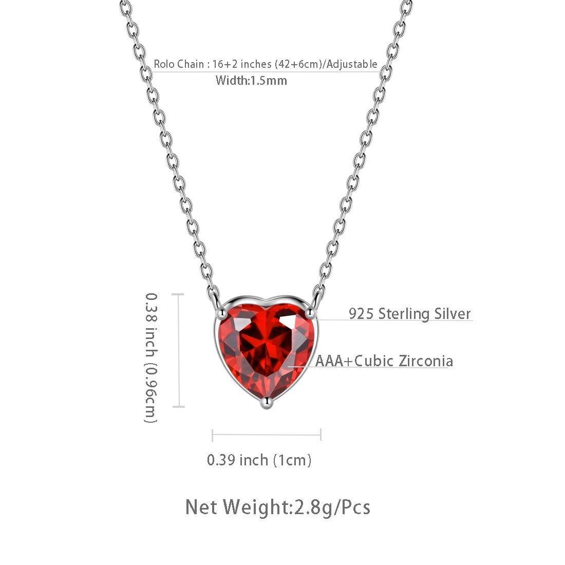Birthstone Pendant Hearts Necklaces Sterling Silver Aurora Tears Jewelry