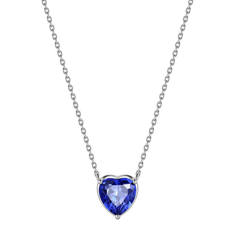 Birthstone Pendant Hearts Necklaces Sterling Silver - Necklaces - Aurora Tears Jewelry