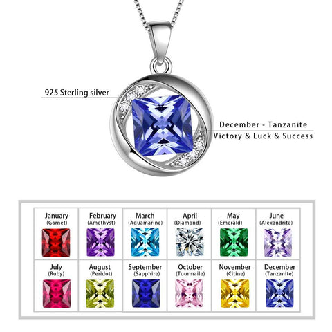 Round Birthstone December Tanzanite Necklace Pendant - Necklaces - Aurora Tears