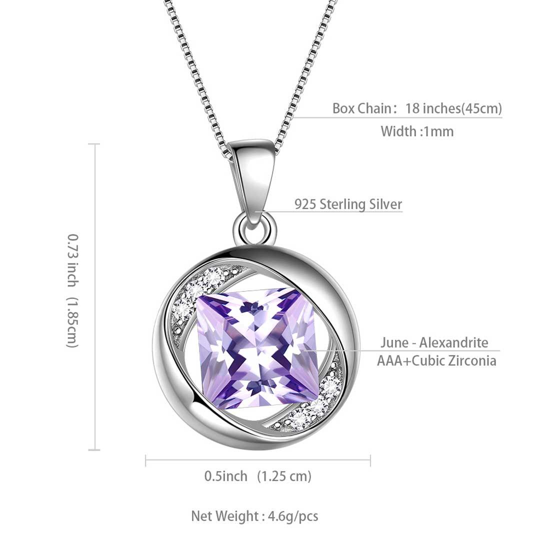 Round Birthstone June Alexandrite Necklace Pendant - Necklaces - Aurora Tears