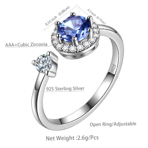 Round Birthstone December Tanzanite Ring Open Sterling Silver - Rings - Aurora Tears