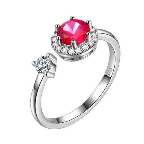 Women Birthstone Rings Adjustable Sterling Silver - Rings - Aurora Tears Jewelry