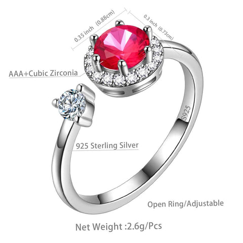 Round Birthstone July Ruby Ring Open Sterling Silver - Rings - Aurora Tears