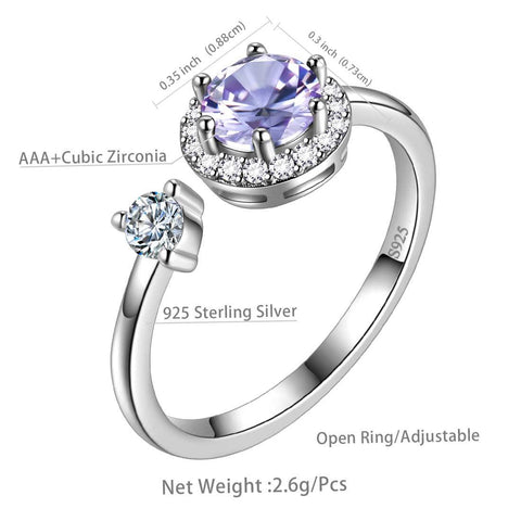 Round Birthstone June Alexandrite Ring Open Sterling Silver - Rings - Aurora Tears