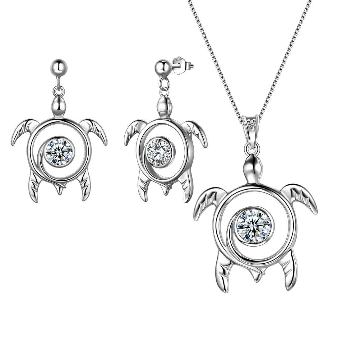 Turtle Birthstone April Diamond Jewelry Set 3PCS - Jewelry Set - Aurora Tears