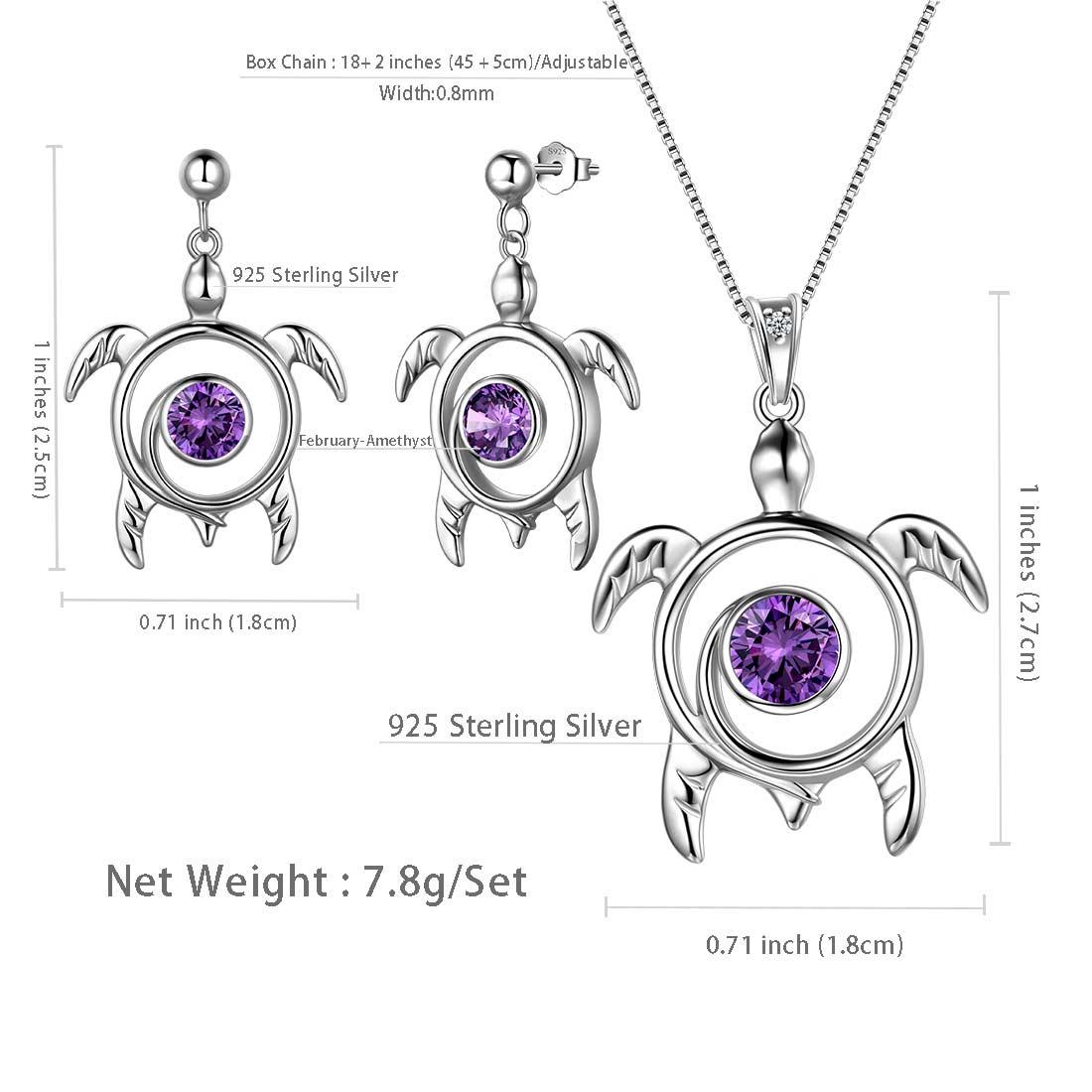 Turtle Birthstone February Amethyst Jewelry Set 3PCS - Jewelry Set - Aurora Tears