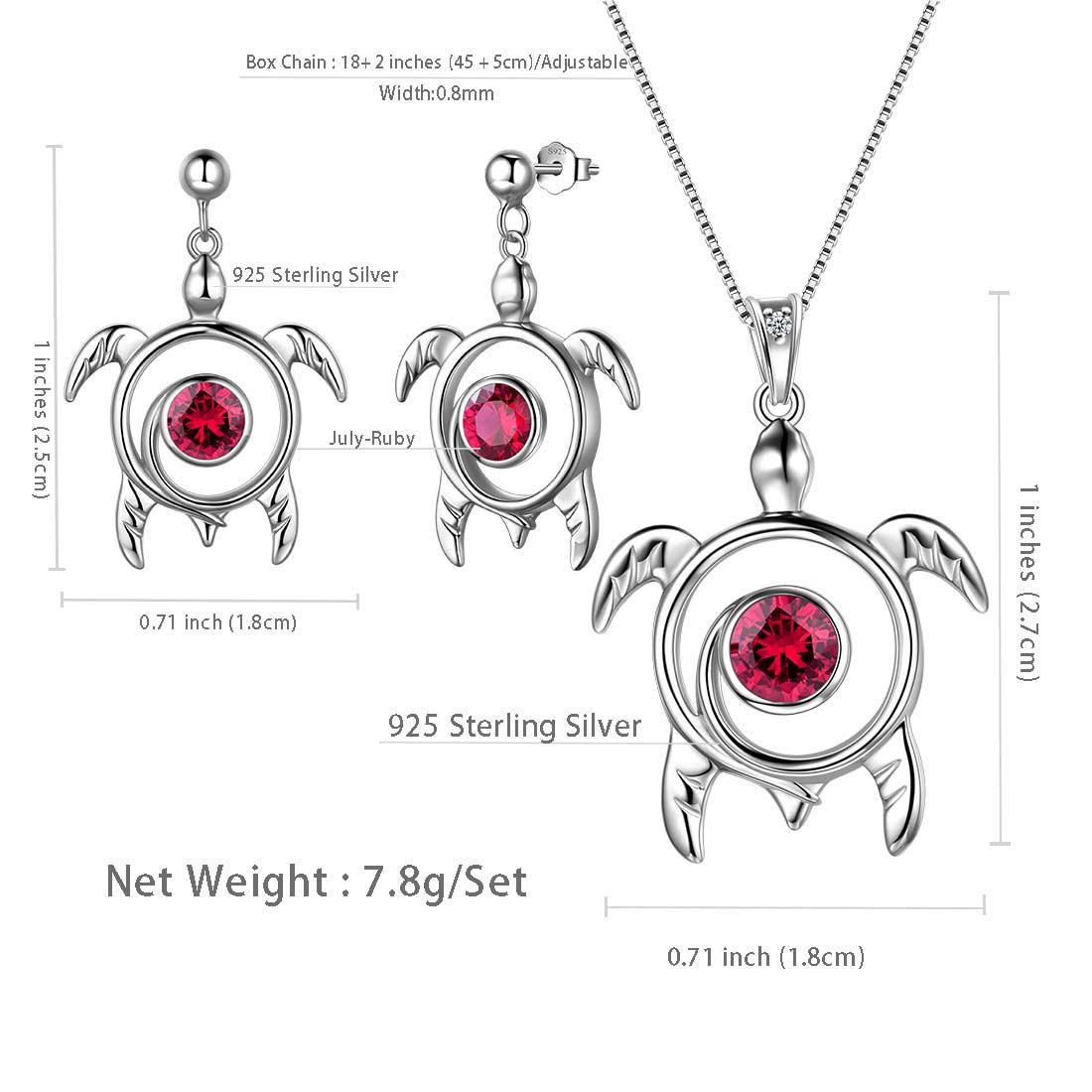 Turtle Birthstone July Ruby Jewelry Set 3PCS - Jewelry Set - Aurora Tears