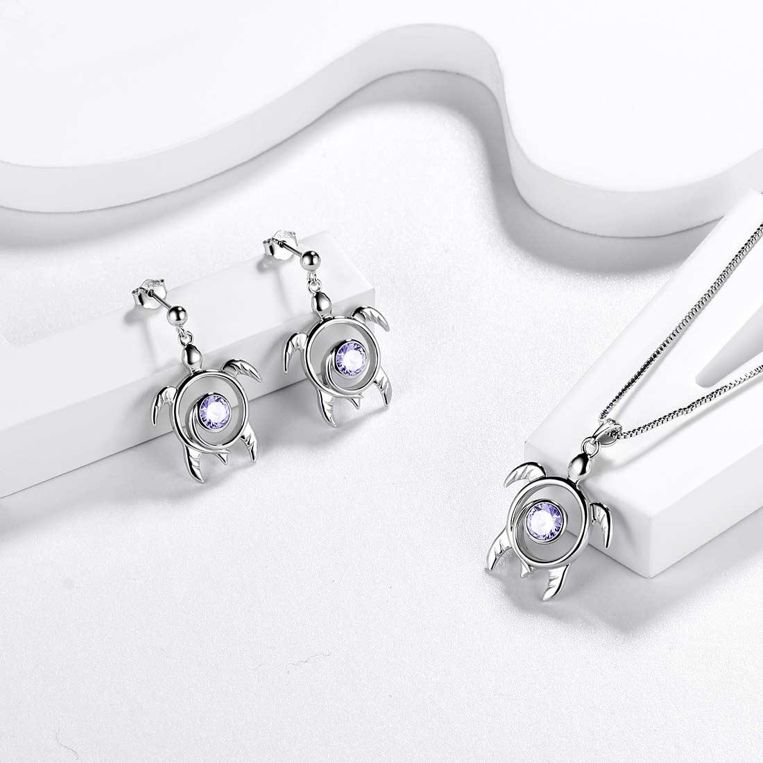 Turtle Jewelry Sets Necklace Earrings Sterling Silver - Jewelry Set - Aurora Tears Jewelry