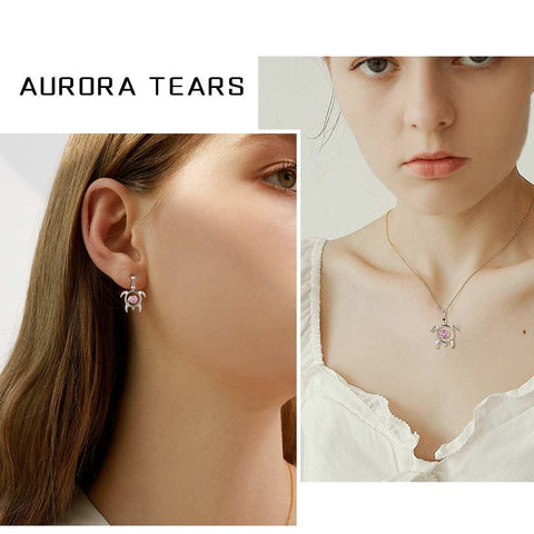 Turtle Birthstone October Tourmaline Necklace Pendant - Necklaces - Aurora Tears