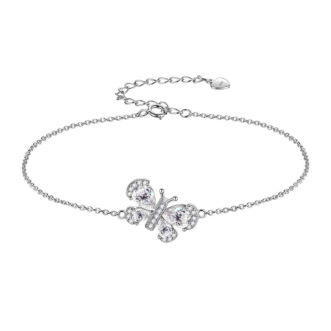 Butterfly Bracelet Birthstone April Diamond Crystal Link - Bracelet - Aurora Tears