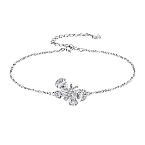 Butterfly Bracelet Birthstone April Diamond Crystal Link - Bracelet - Aurora Tears