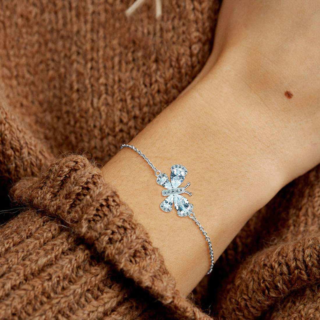 Butterfly Bracelet Birthstone April Diamond Crystal Link - Bracelet - Aurora Tears