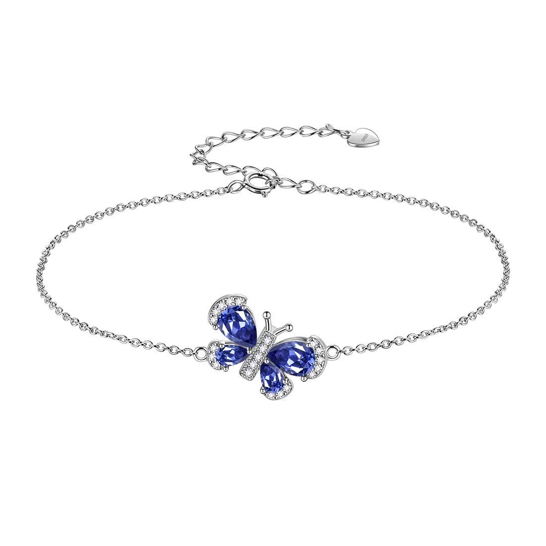 Butterfly Bracelet Birthstone December Tanzanite Crystal Link - Bracelet - Aurora Tears