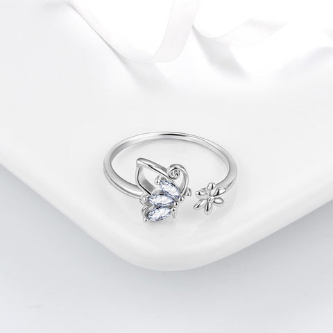 Butterfly Ring Open Birthstone April Diamond - Rings - Aurora Tears