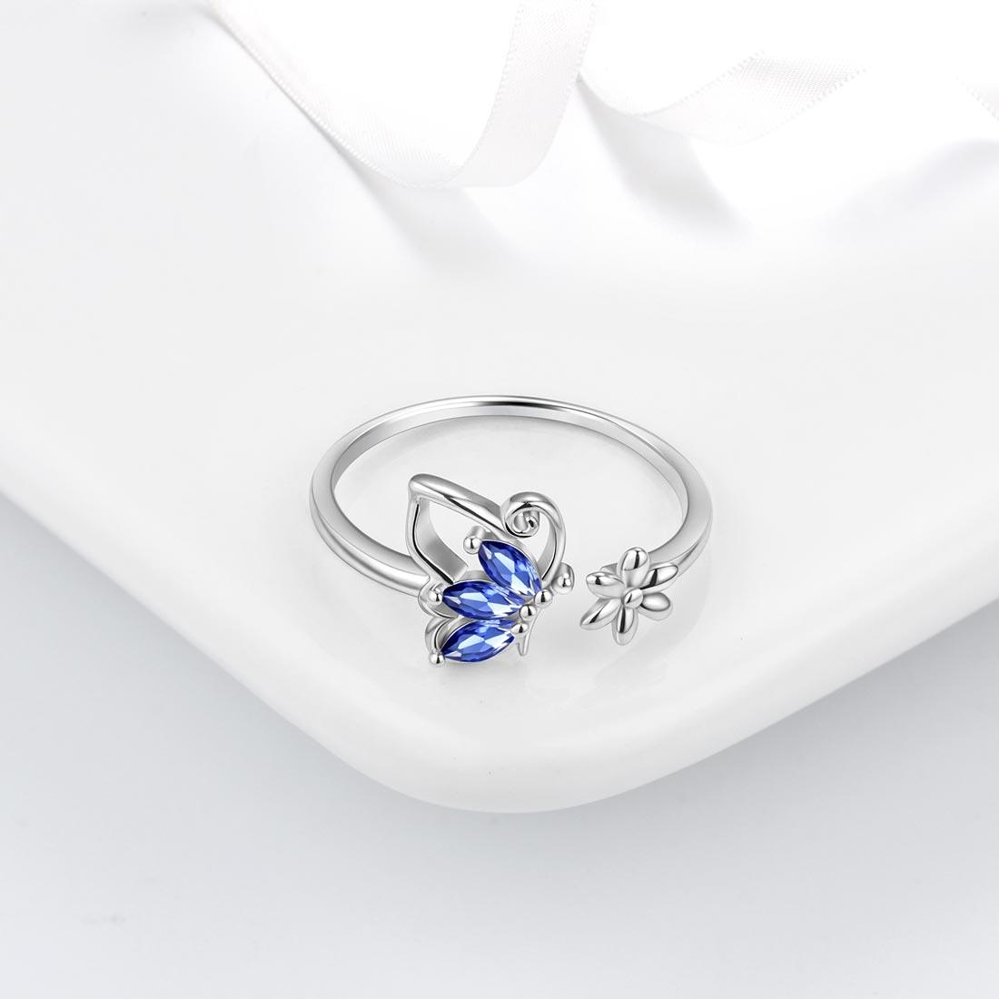 Butterfly Ring Open Birthstone December Tanzanite - Rings - Aurora Tears