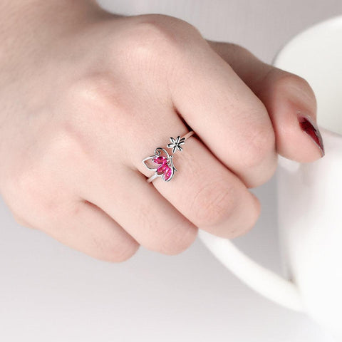 Butterfly Ring Open Birthstone July Ruby - Rings - Aurora Tears