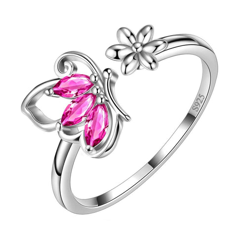 Butterfly Ring Open Birthstone July Ruby - Rings - Aurora Tears