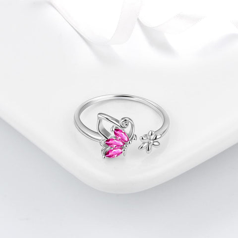 Butterfly Ring Open Birthstone July Ruby - Rings - Aurora Tears