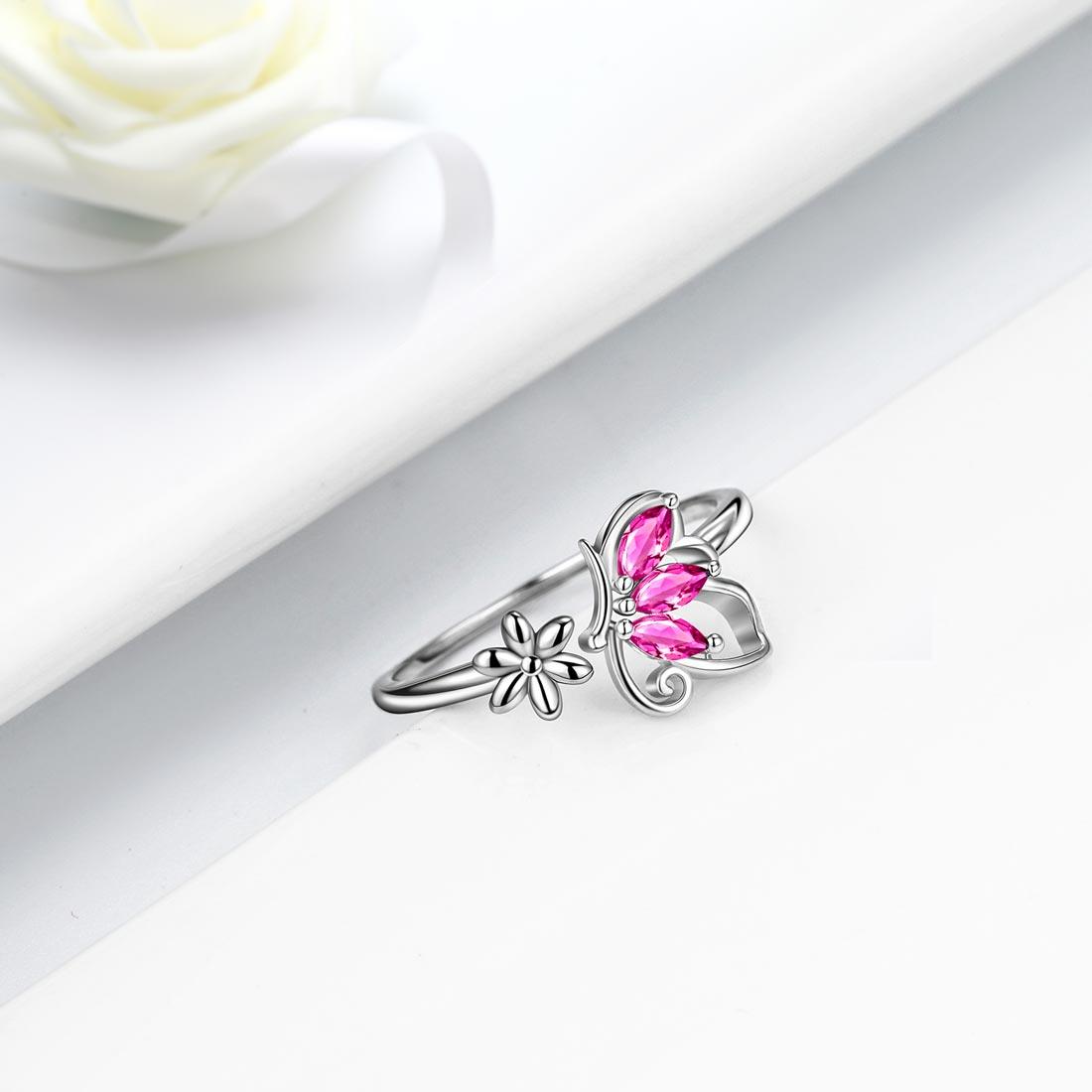 Butterfly Ring Open Birthstone July Ruby - Rings - Aurora Tears