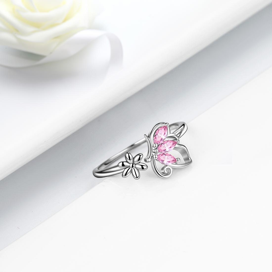 Butterfly Ring Open Birthstone October Tourmaline - Rings - Aurora Tears