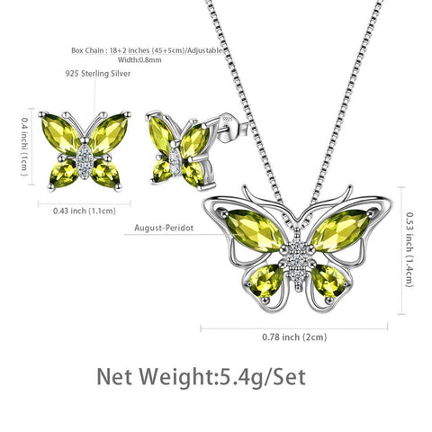 Butterfly Jewelry Set Birthstone August Peridot - Jewelry Set - Aurora Tears