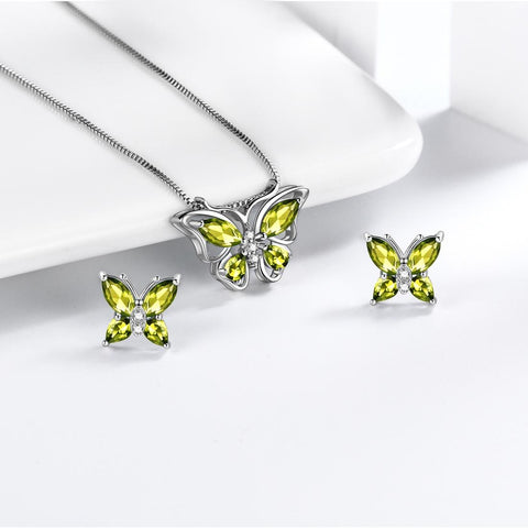 Butterfly Jewelry Set Birthstone August Peridot - Jewelry Set - Aurora Tears