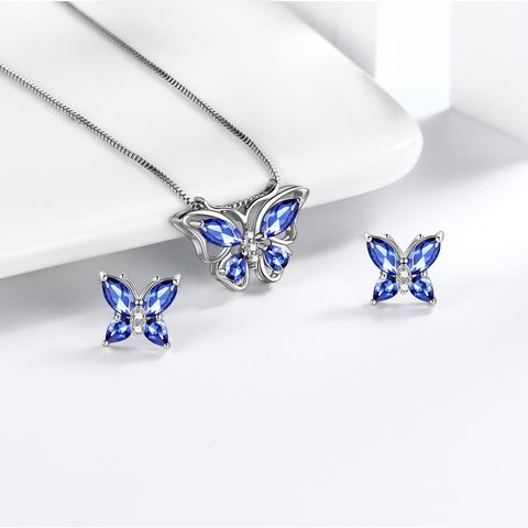 Butterfly Jewelry Set Birthstone December Tanzanite - Jewelry Set - Aurora Tears