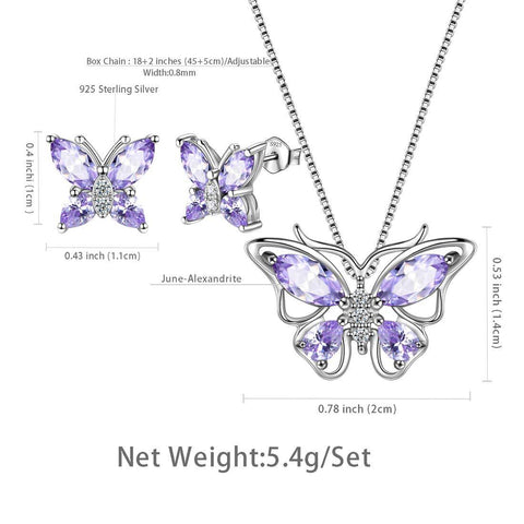 Butterfly Jewelry Set Birthstone June Alexandrite - Jewelry Set - Aurora Tears