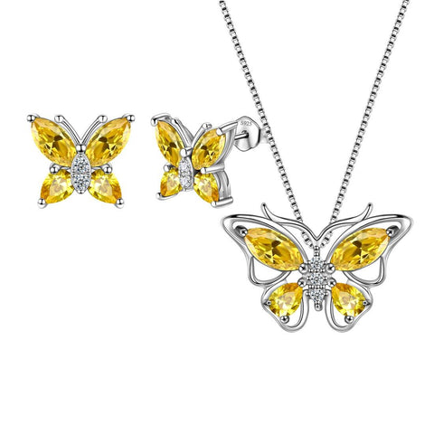 Butterfly Jewelry Set Birthstone November Citrine - Jewelry Set - Aurora Tears