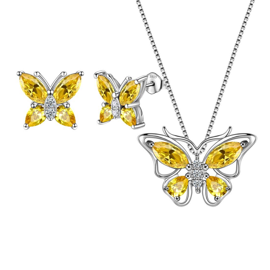 Butterfly Jewelry Set Birthstone November Citrine - Jewelry Set - Aurora Tears