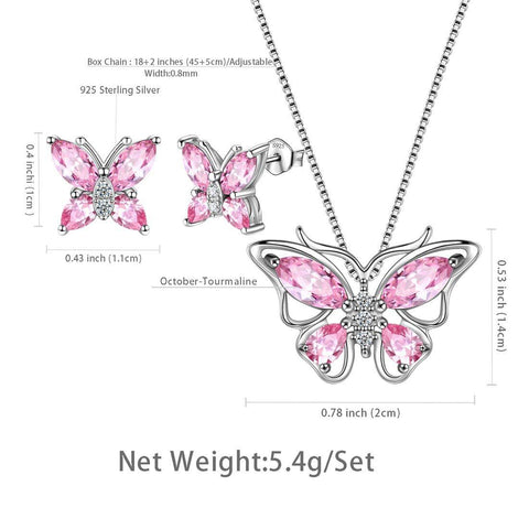 Butterfly Jewelry Set Birthstone October Tourmaline - Jewelry Set - Aurora Tears